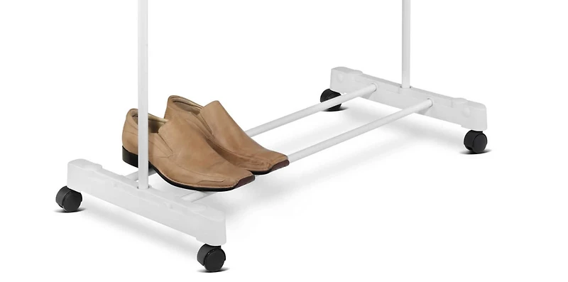 Honey Can Do White Portable Metal Clothes Rack with Bottom Shelf