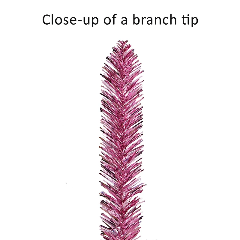 6ft. Pre-Lit Pink Tinsel Artificial Tree, Clear Lights