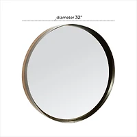 32" Black & Brown Metal Modern Wall Mirror