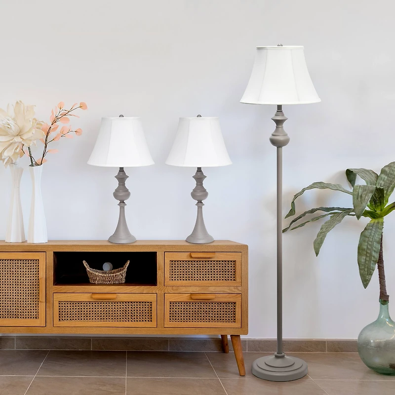 Lalia Home Gray Traditional Table and floor Lamp Set