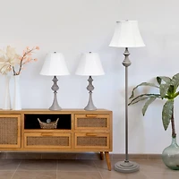 Lalia Home Gray Traditional Table and floor Lamp Set