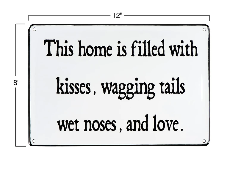 Hello Honey® 12" Black and White Kisses Wagging Tails Wet Noses Enameled Metal Wall Décor