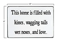 Hello Honey® 12" Black and White Kisses Wagging Tails Wet Noses Enameled Metal Wall Décor