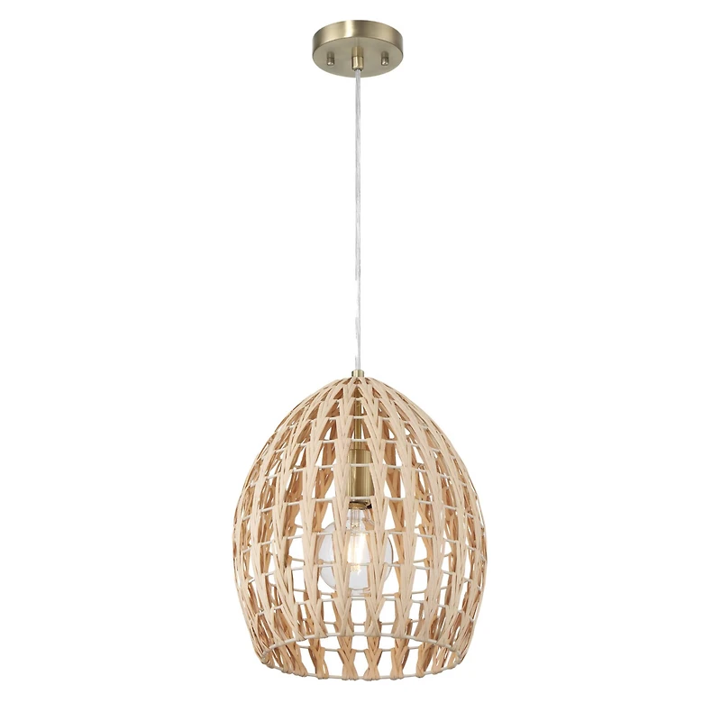 Hello Honey® Persephone Natural Metal & Handwoven Rattan Ceiling Light