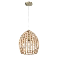 Hello Honey® Persephone Natural Metal & Handwoven Rattan Ceiling Light