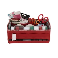 Everything Mary Red & Plaid Print Ribbon Storage Box