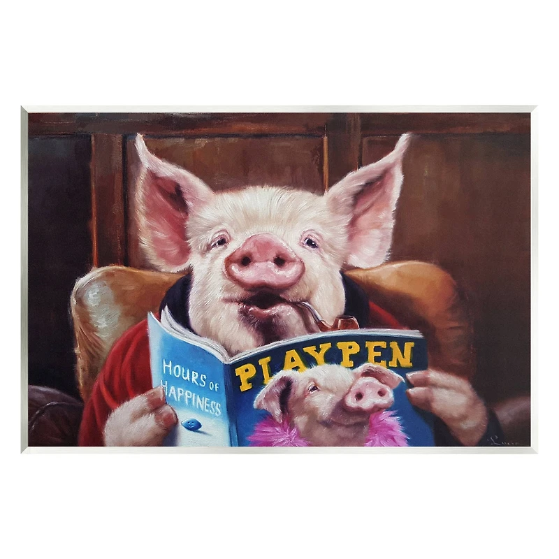 Stupell Industries Funny Pig Magazine Man Cave Wall Plaque Art