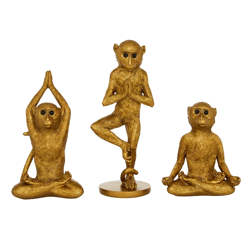 Gold Eclectic Monkey Sculpture Set