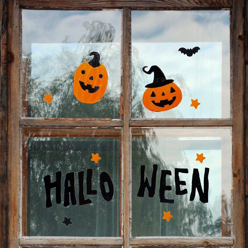 Black & Orange Halloween Gel Window Clings