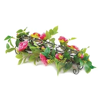 Pink Faux Floral Candleholder 18" x 9" x 4.75
