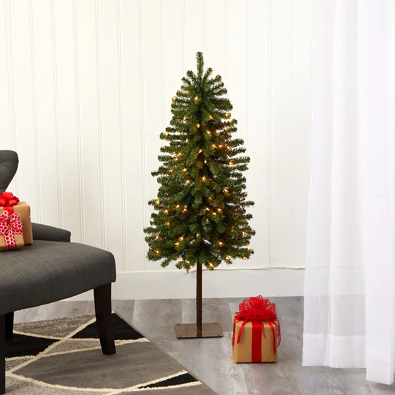 4ft. Pre-Lit Alpine Artificial Christmas Tree with Clear Lights