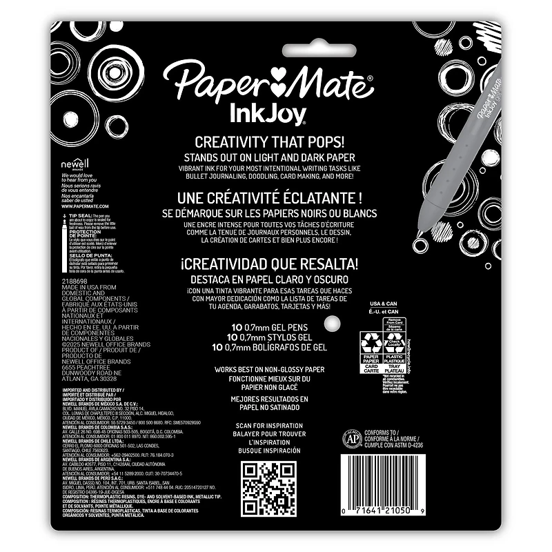 Paper Mate® InkJoy® Medium Point Bright 10 Color Retractable Gel Pen Set