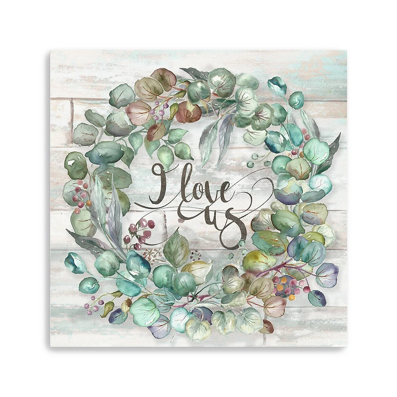 Eucalyptus Wreath On Shiplap Canvas Giclee
