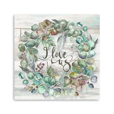 Eucalyptus Wreath On Shiplap Canvas Giclee