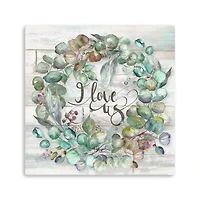 Eucalyptus Wreath On Shiplap Canvas Giclee