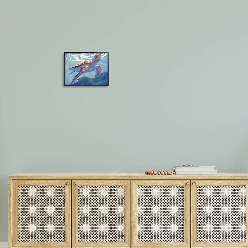 Stupell Industries Deep Ocean Sea Turtle Framed Giclee Art