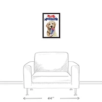 Red Woof and Blue Pup Black Framed Canvas