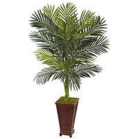 5ft. Golden Cane Palm Tree in Decorative Planter