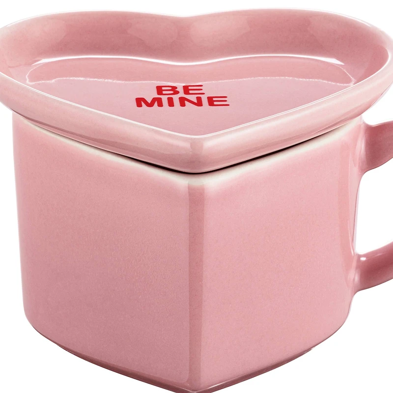 Miss Valentine Pink Ceramic Candy Heart Mug & Saucer