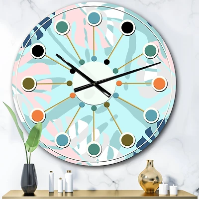 Designart 'Retro Floral Pattern Ii Mid-Century Modern Wall Clock