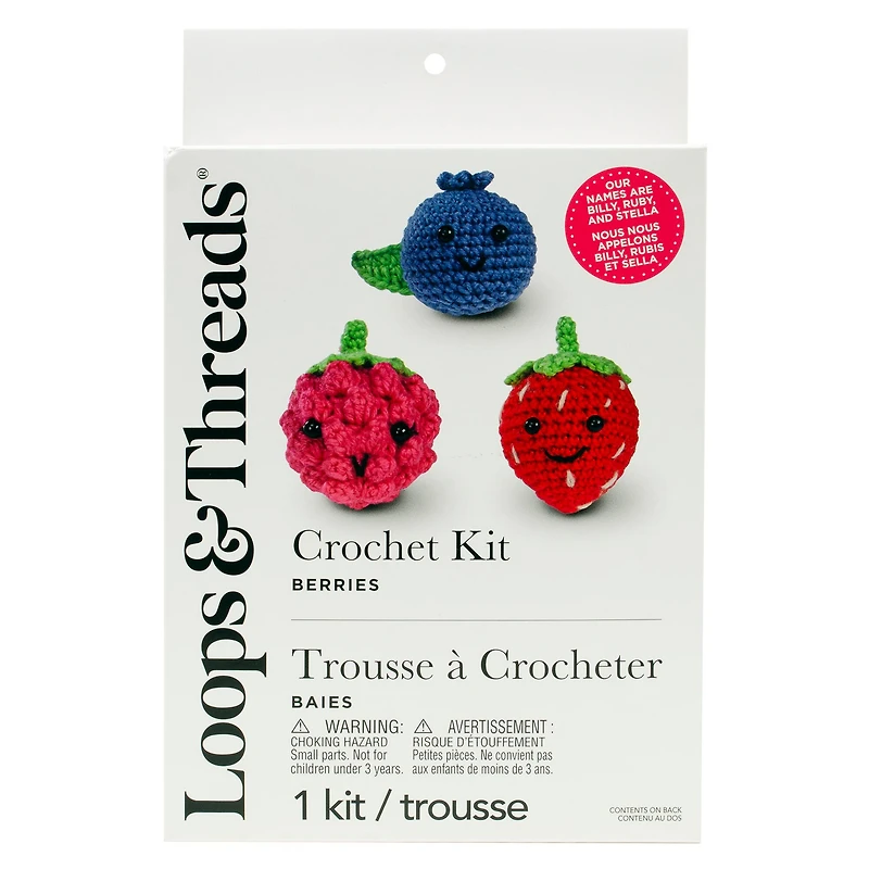6 Pack: Intermediate Berries Amigurumi Crochet Kit by Loops & Threads®