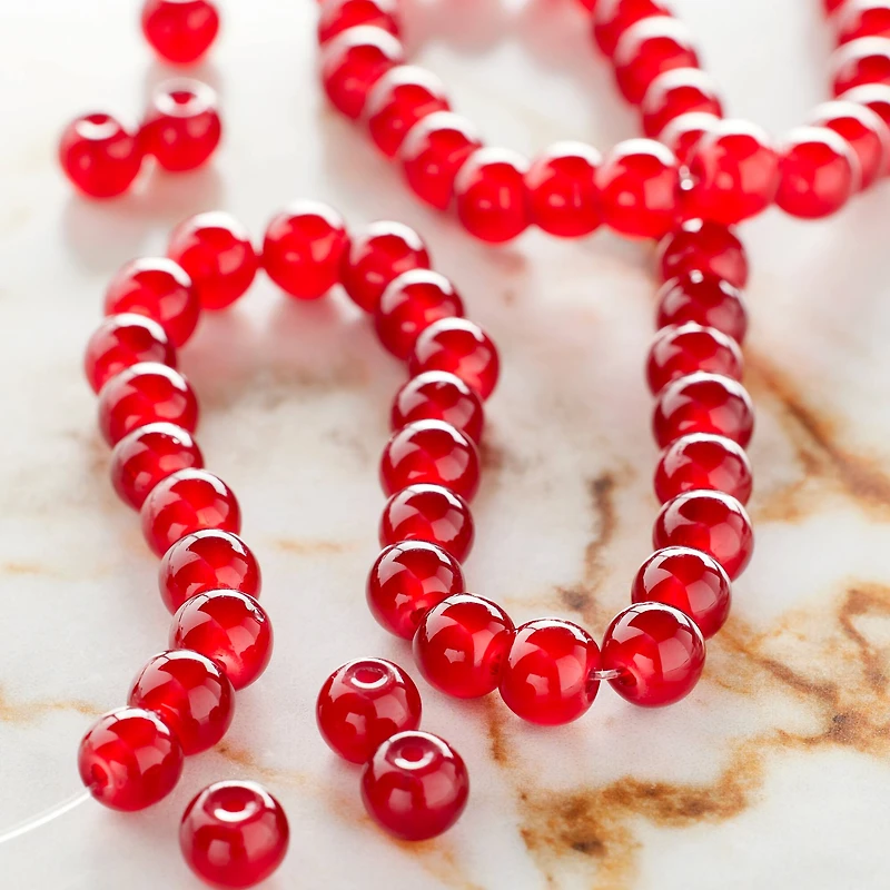 9 Pack: Burgundy Glass Round Beads, 6mm by Bead Landing™