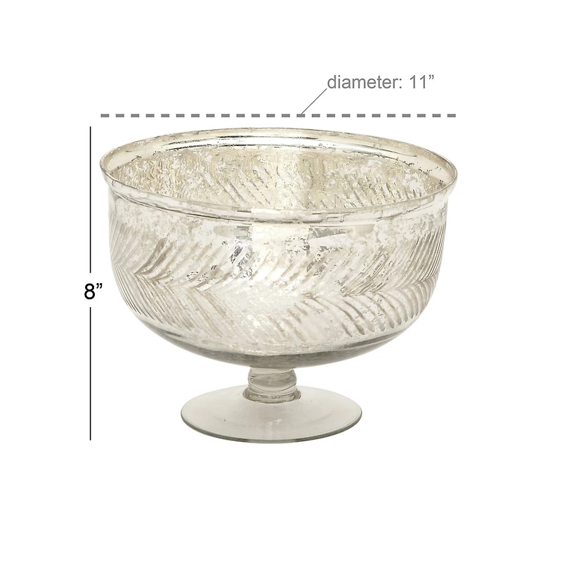 11" Silver Glass Glam Decorative Bowl
