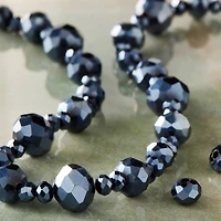 12 Pack: Black Faceted Glass Rondelle Bead Strings by Bead Landing™