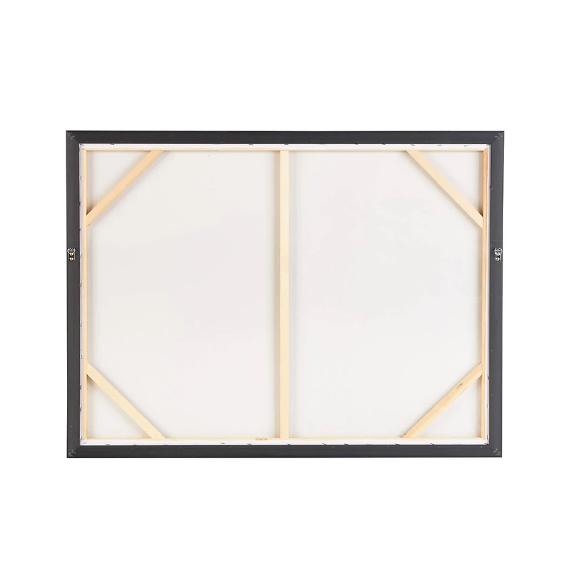 40" x 30" Gray Neutral Lake Landscape Canvas Framed Wall Art with Black Frame