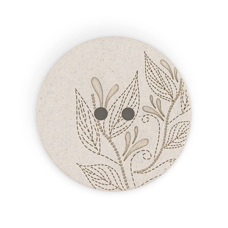 Dritz® 28mm Light Gray Recycled Hemp Round Floral Button, 3ct.
