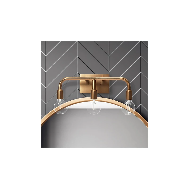 Hello Honey® Robert Stevenson Lighting Benson Exposed Bulb Metal 3-Light Vanity