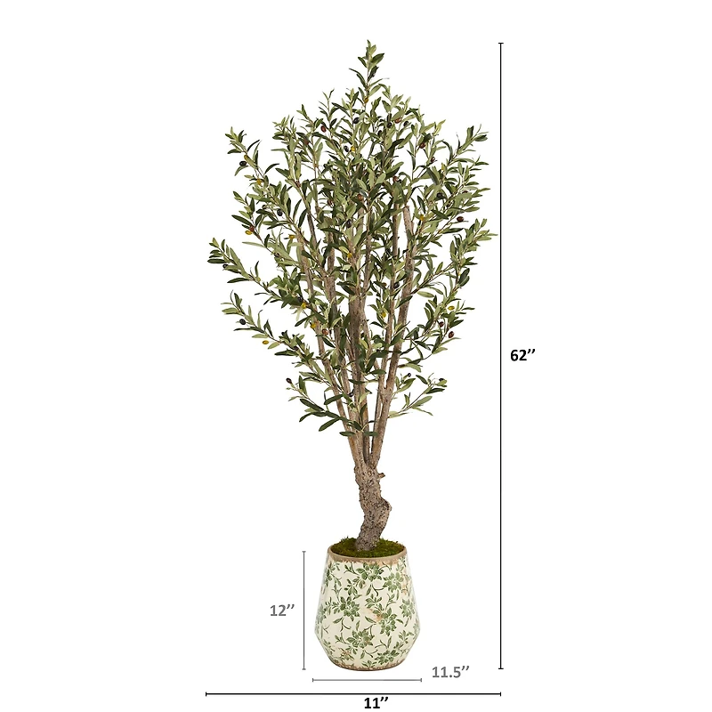 5ft. Olive Tree in Floral Print Planter