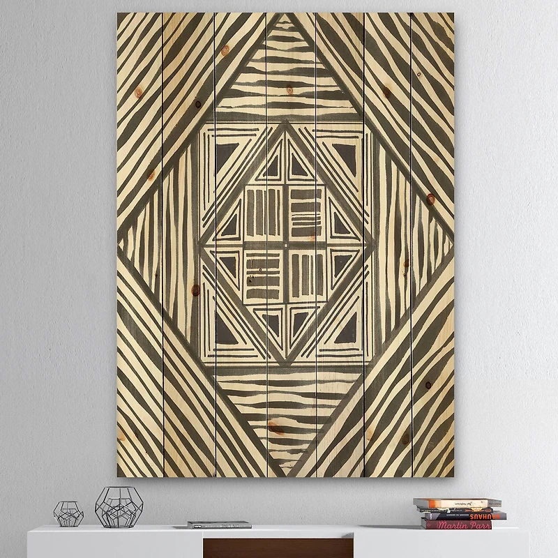 Designart - Minimalist Graphics II - Transitional Print on Natural Pine Wood