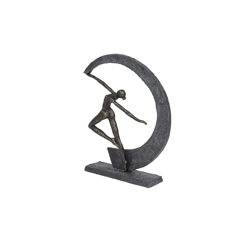 Grey Resin Modern Sculpture, Dancer 15" x 12" x 3"