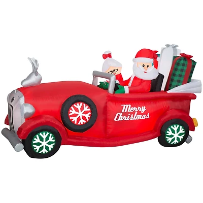 Airblown® 7.5ft. Christmas Animated Inflatable Santa & Mrs. Claus in Red Car