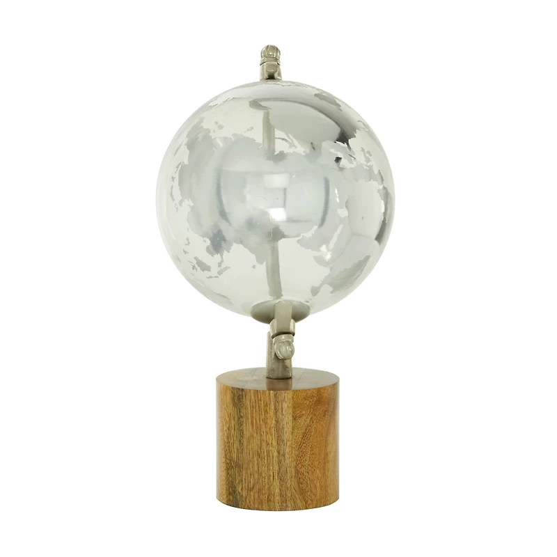 15" Silver Wood Globe