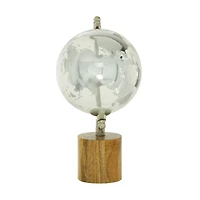 15" Silver Wood Globe