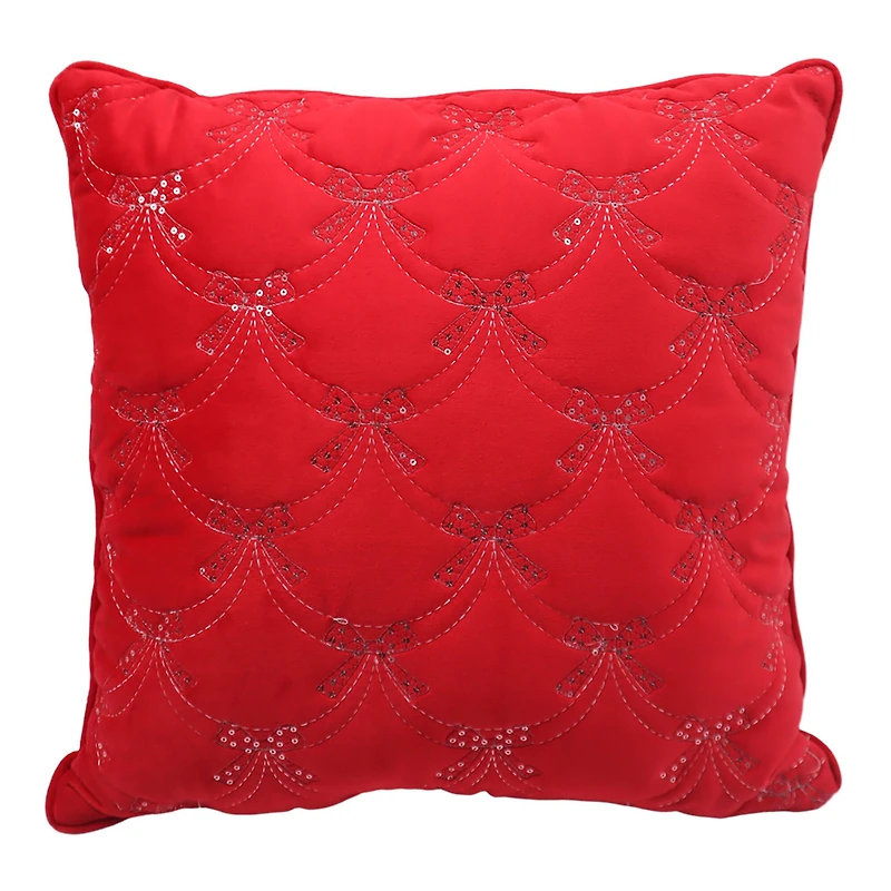 16" x 16" Red Velvet Bow Throw Pillow by Ashland®