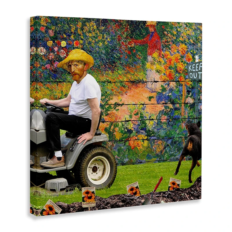 Stupell Industries Van Gogh Gardening Flowers Farmer Dog Collage Canvas Wall Art