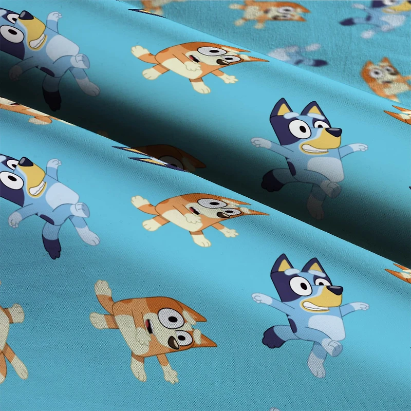 Bluey on Blue Background Cotton Fabric