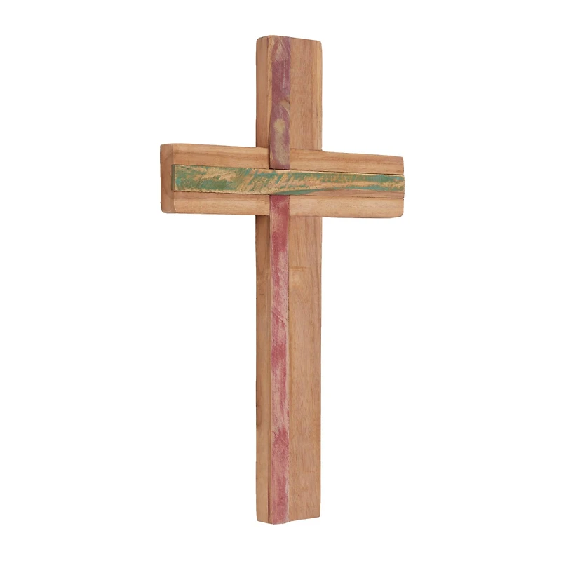 Brown Wood Industrial Cross Wall Decor, 20" x 12" x 2"