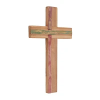 Brown Wood Industrial Cross Wall Decor, 20" x 12" x 2"