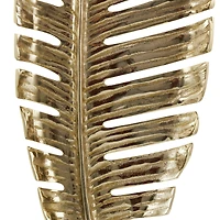 30.5" Gold Aluminum Leaf Standing Sculpture with Black Marble Base