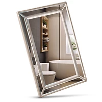 Head West 30" Silver Metro Beaded Glass Framed Vanity Mirror