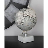 13" White Ceramic & Metal Contemporary Globe