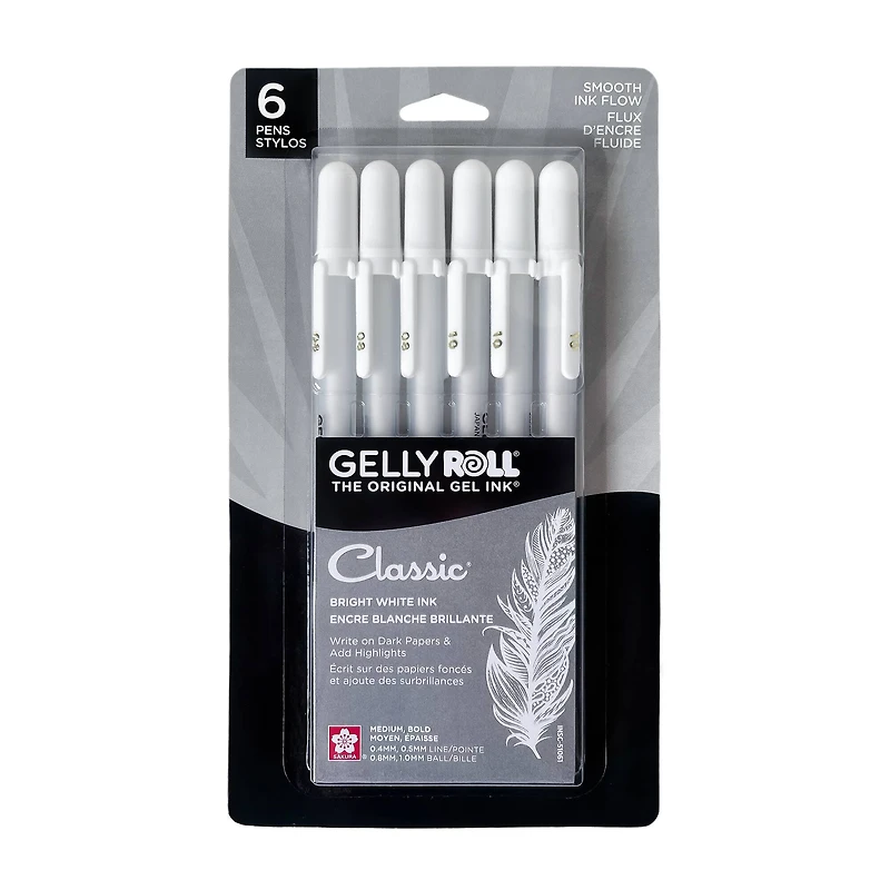 Gelly Roll® Classic™ Medium & Bold Bright White 6 Piece Gel Pen Set