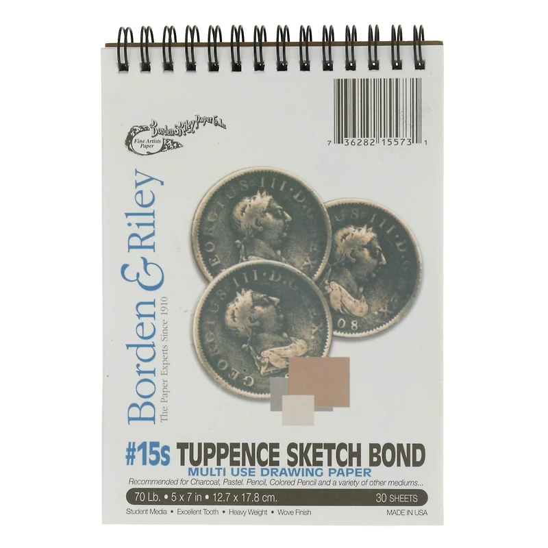 Borden & Riley® No.15 Tuppence Spiral Bound Sketch Bond Pad