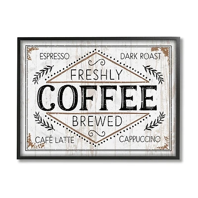 Stupell Industries Freshly Brewed Coffee with Frame Wall Sign