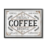 Stupell Industries Freshly Brewed Coffee with Frame Wall Sign