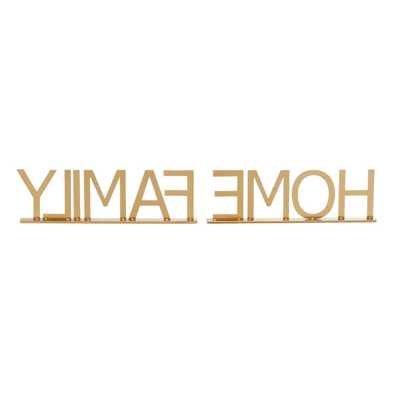 10" Gold Metal Family & Home Tabletop Sign Set